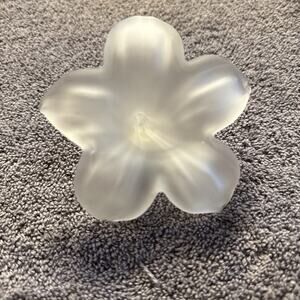 Tempa Frosted Satin Glass Five-Petal Flower Figurine Home Decor Piece